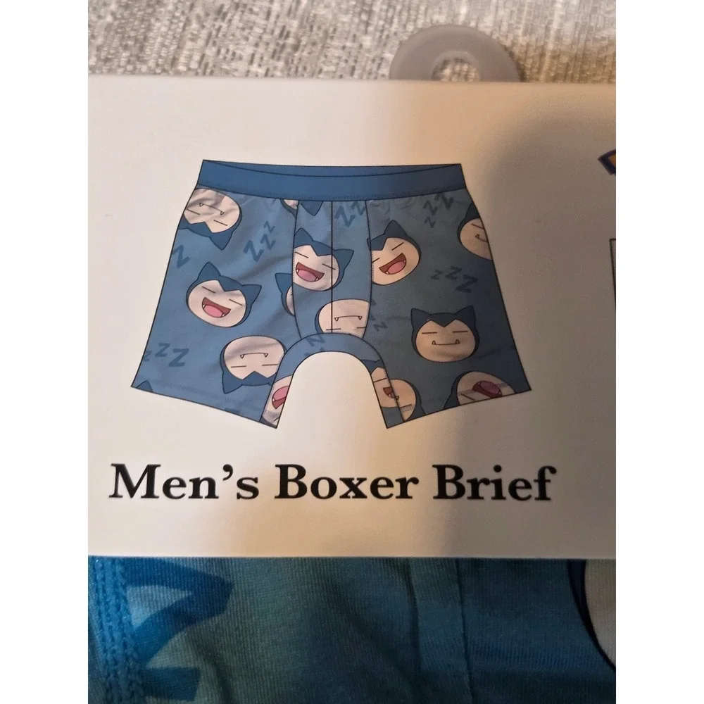 Pokemon Snorlax Mens Boxer Briefs Blue Bioworld All Over Print Size Medium 32-34